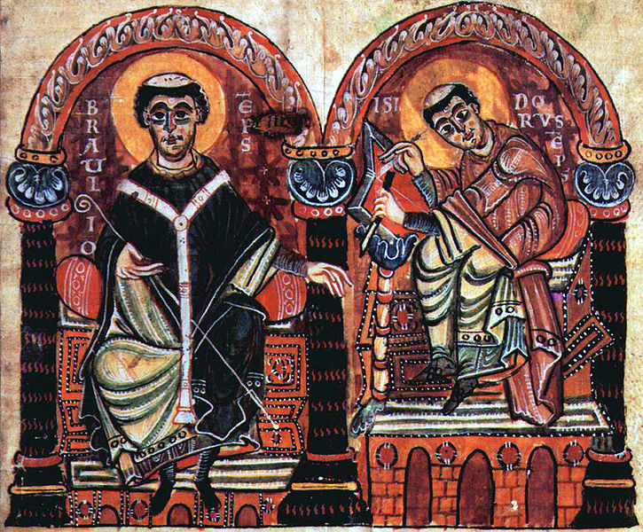 Braulio de Zaragoza e Isidoro de Sevilla (miniatura otoniana de siglo X). Origen: Wikipedia Braulio de Zaragoza e Isidoro de Sevilla (miniatura otoniana de siglo X). Origen: Wikipedia