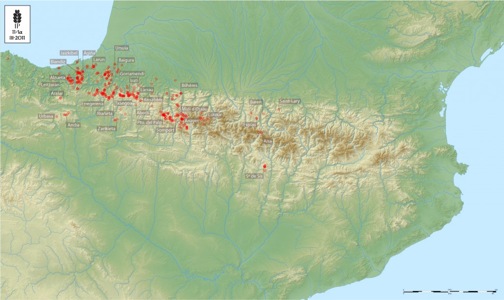 Cromlech pirenaicos. Mapa de ImagoPyrenai a partir del material cartográfico de Eric Gaba