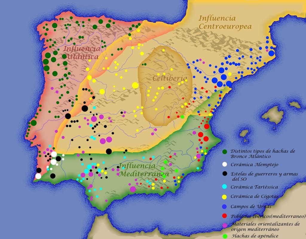 Ilustración de Taliesin basada en ALMAGRO-GORBEA, Martín, RUIZ ZAPATERO, Gonzalo (1992). Paleoetnología de la Península Ibérica. Reflexiones y perspectivas de futuro