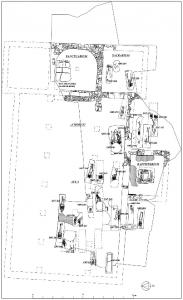 Basílica, baptisterio e inhumaciones del conjunto tardoantiguo de Alegría-Dulantzi (plano de Miguel Loza y Javier Niso)